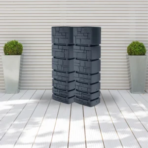 2 x 350 Litre Tower Stone Rainwater Wall Tank (Water Butt)